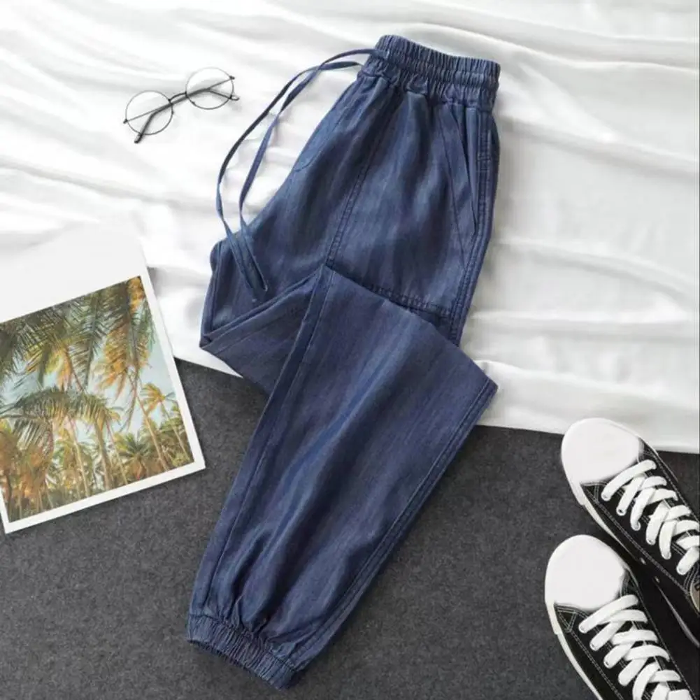 Ice Silk Chiffon High Waist Wide Leg Pants Women Summer Fashion Solid Color Casual Straight Pants Loose Thin Section Sweatpants