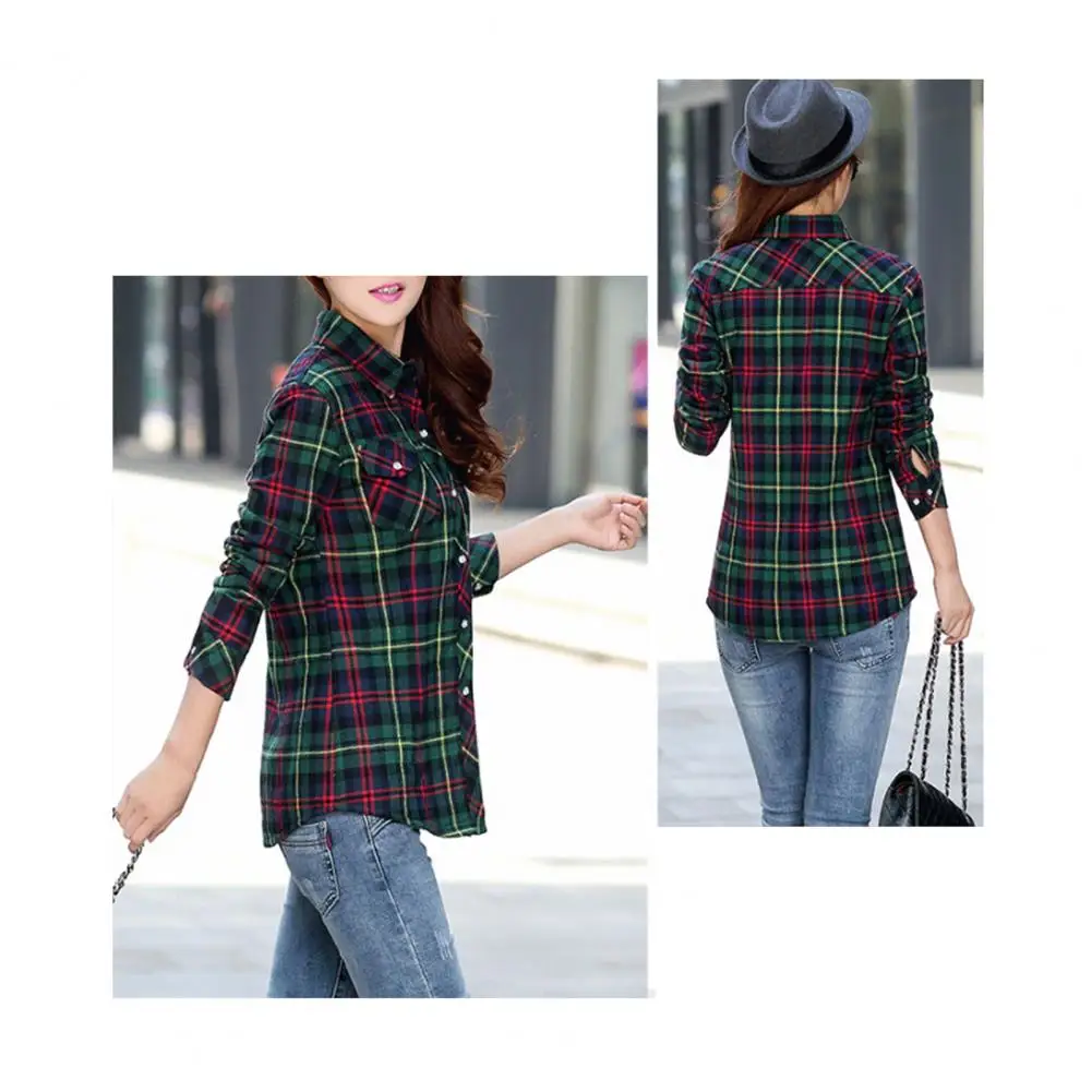 Women Coat Plaid Print Shirt Style Coat Jacket with Thick Fleece Lining for Women Winter Warm Outerwear with Lapel Pockets