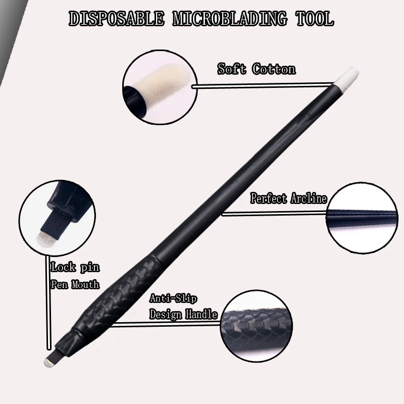 10PCS 0.18mm/0.15mm Disposable Microblading Tools 18U Pins Lamina Tebori Nano Needles Microblading Pens Brow Tattoo Hand Tools