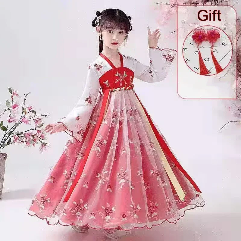 

Costume Hanfu pour filles, robe de princesse Tang à fleurs de cerisier, Style chinois traditionnel, nouvelle collection