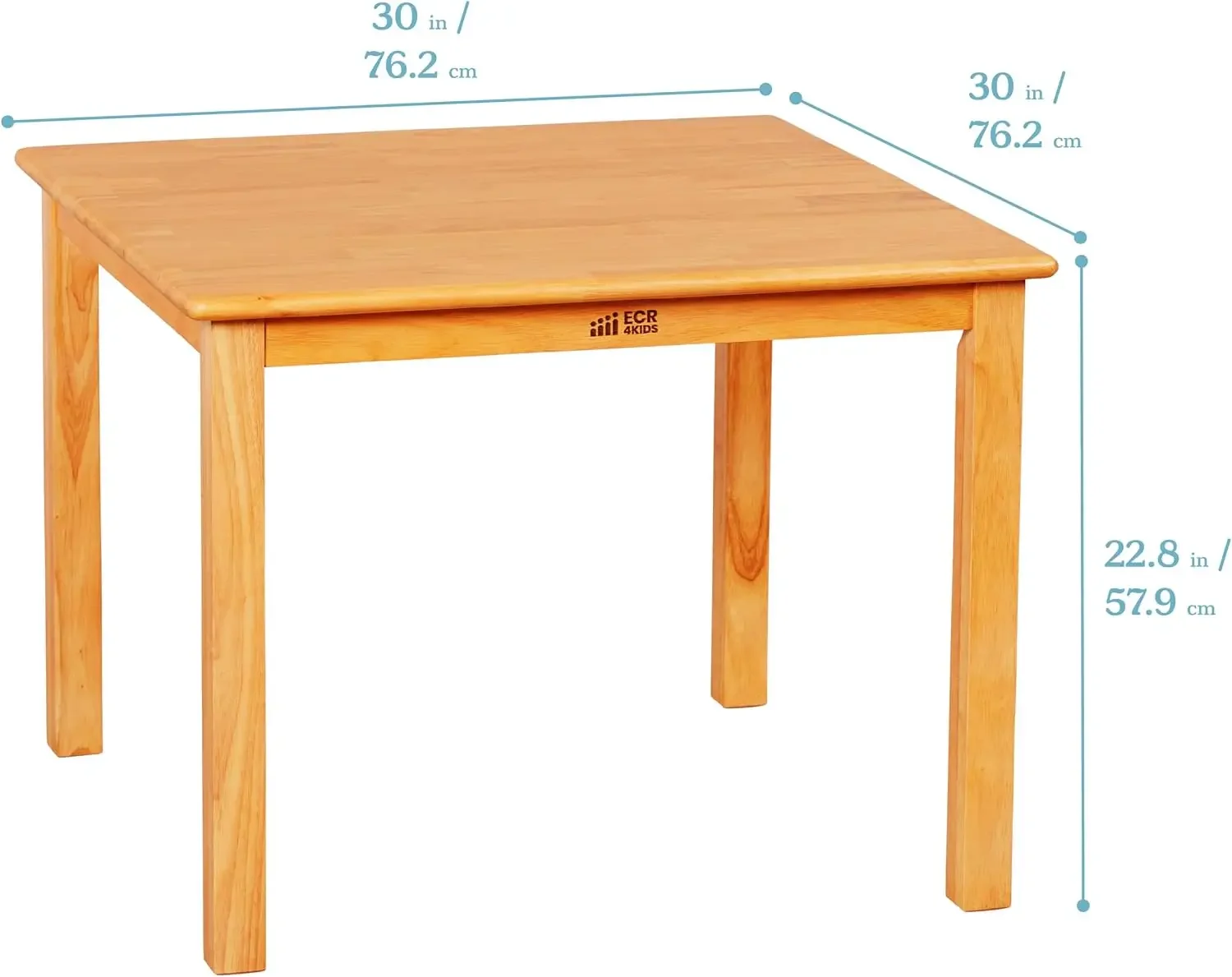 30in Square Hardwood Table and 12in Chairs, Kids Furniture, Honey, 3-Piece