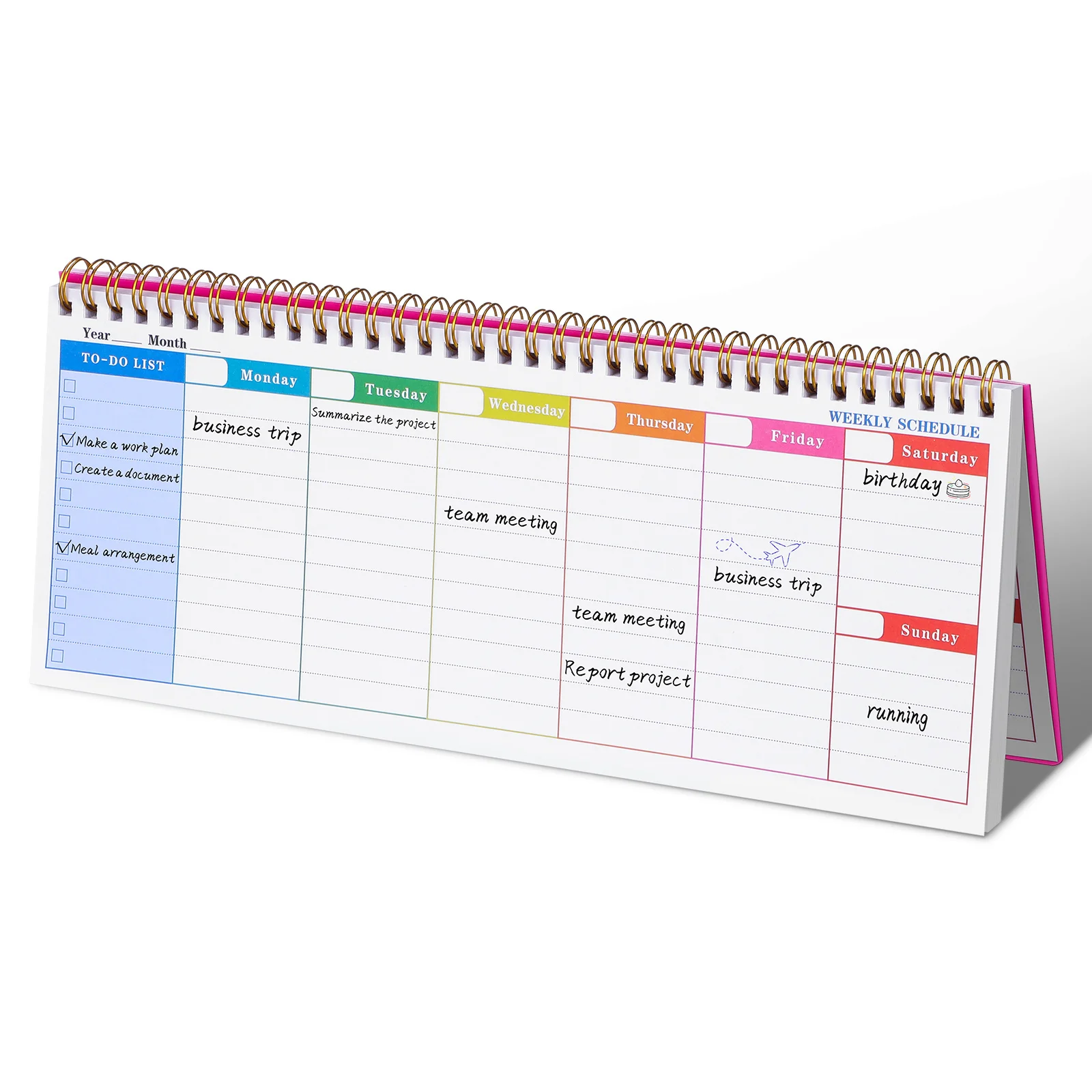 

Weekly Planning Pad English Long Strip Planner Pink Undated Tear Off to Do List Notepad Work Schedule Office School Supplies