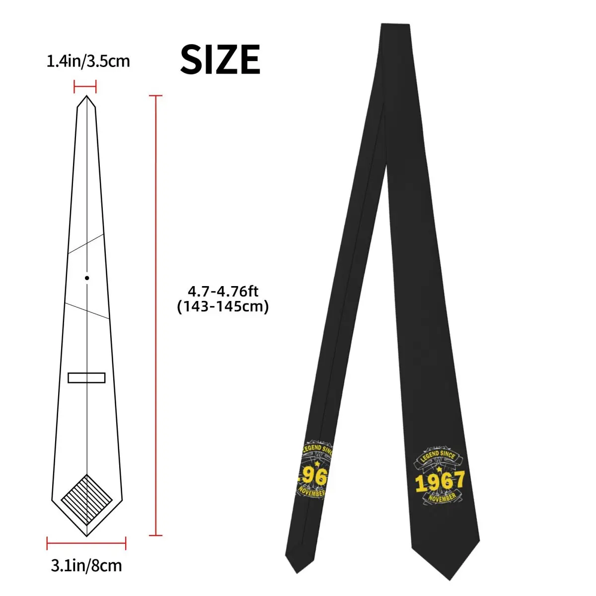 Lenda desde 1967 novembro aniversário celebrante gravata para homens seda poliéster fino pescoço gravatas festa negócios gravata clássico gravatas