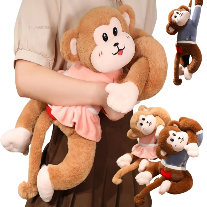 New 60/80CM Couple Long-armed Monkeys Love Butt Funny Soft Cartoon Home Decor Doll Pillow Boys Girls Birthday Memorial Day Gifts