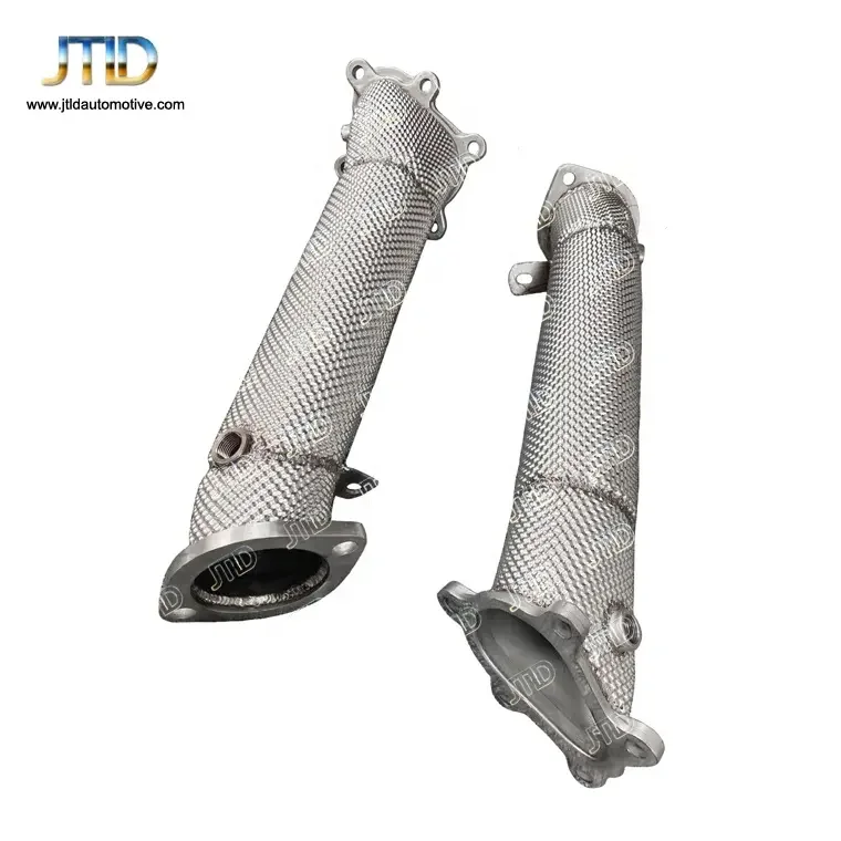 Stainless Steel Catless Exhaust Downpipe With Heat Shield For Nissan GTR R35