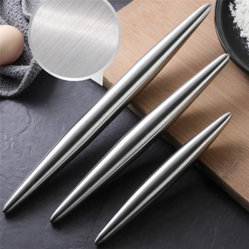 Stainless Steel Rolling Pin Kitchen Utensils Dough Roller Bake Pizza Noodles Cookie Dumplings Making Non-stick Baking Tool