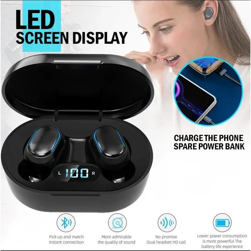 Oryginalny bezprzewodowy zestaw słuchawkowy Bluetooth E7S z mikrofonem i wyświetlaczem LED do słuchawek iPhone Xiaomi TWS Słuchawki douszne Bluetooth