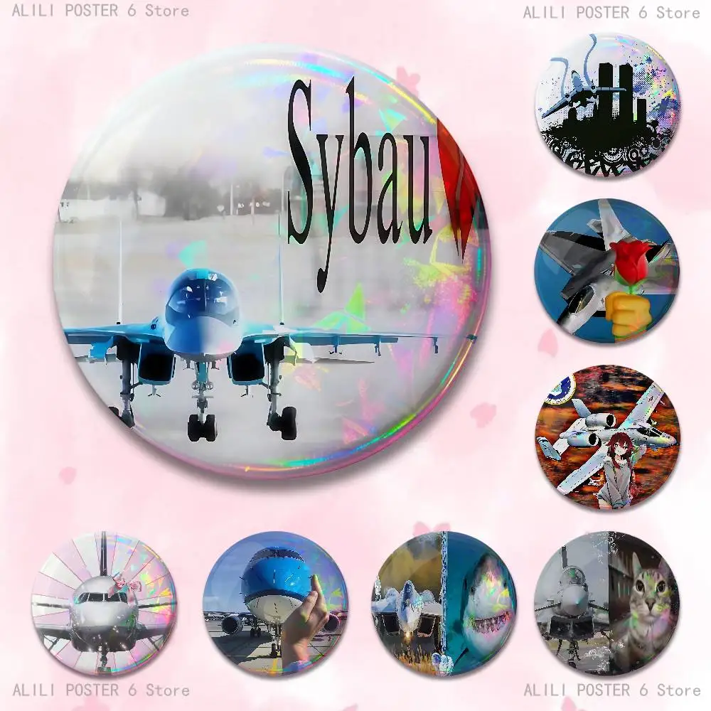 Airplane Meme 58mm 44mm HD Print Brooch Badges Pretty Derby Round Display Brooches Lapel Pins