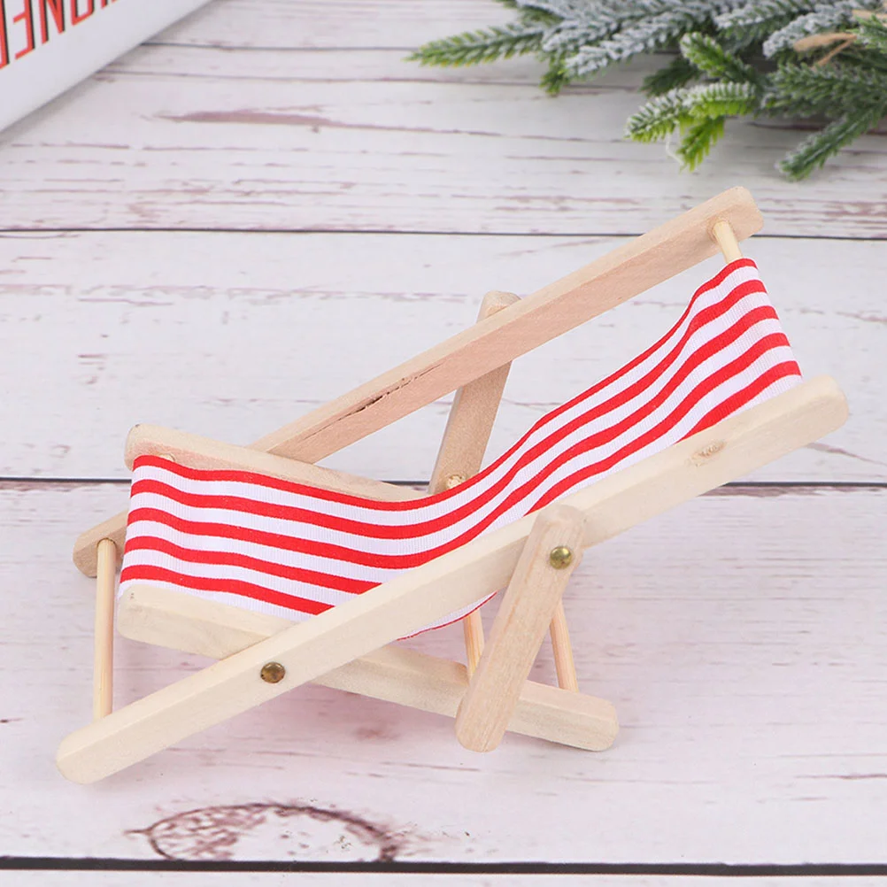 6 Pcs Beach Chair Model Mini House Decoration Simulated Chairs for Adults Miniature Deck Toy Folding Cake Ornament