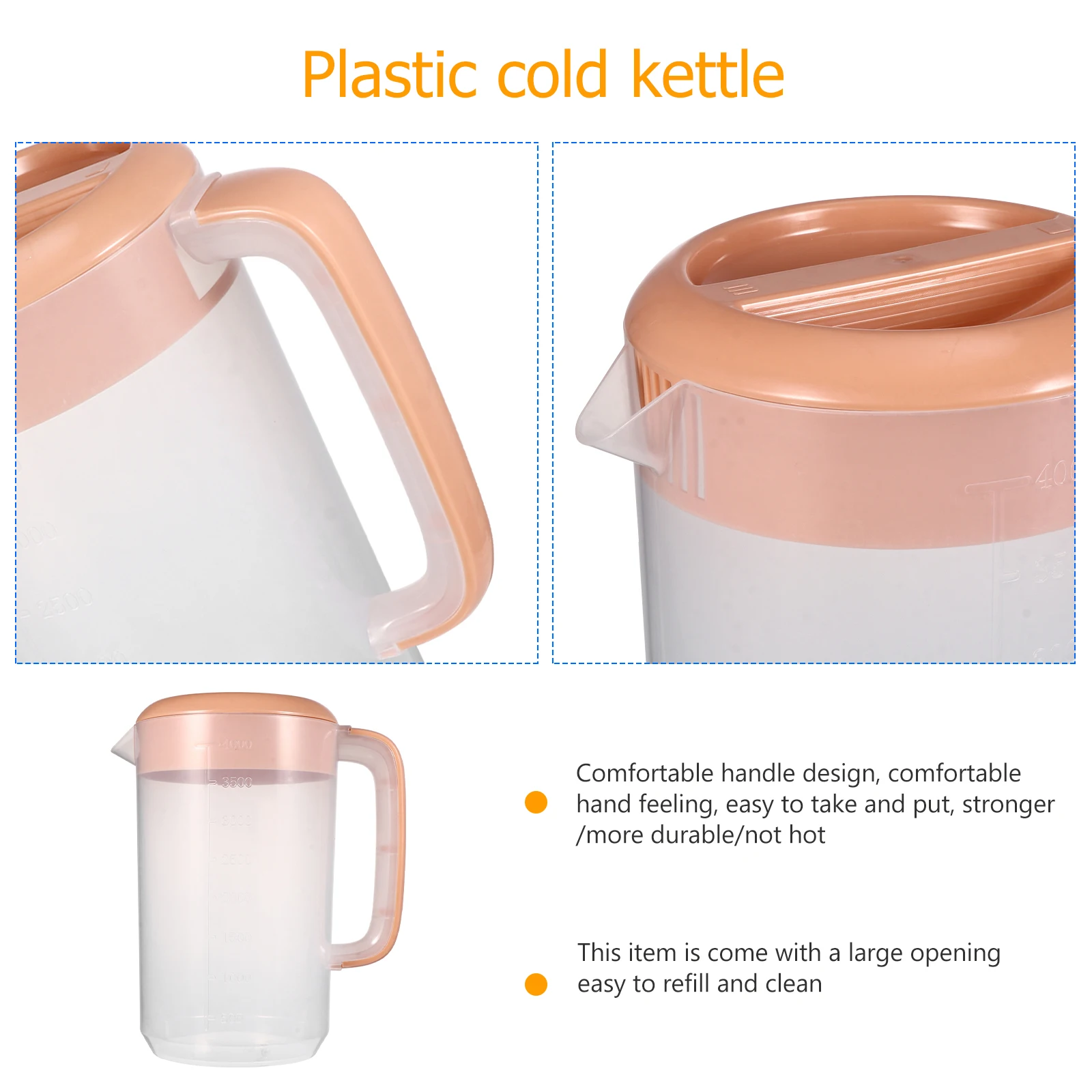 

Cold Water Bottle Large Capacity Kettle Pitcher Scale Juice Pot Measuring Cups Premium Material Heat Resistant Dinner Picnics