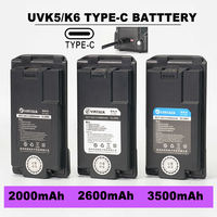 Quansheng Battery UV K5 K6 Walkie Talkie Battery Type-C USB Charge Batterior K58 Radio High Capacity 2000/2600/3500mAh