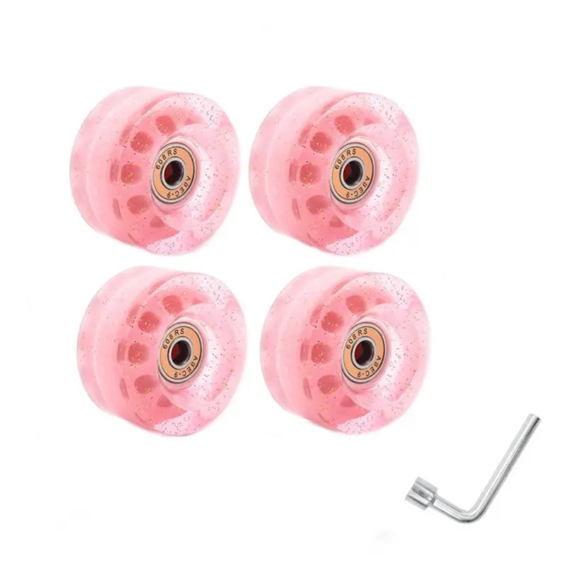 ABME New 4-Piece 32 x 58mm 82A Roller Skate Wheels with Bearings for Indoor or Outdoor Use, with Portable Skate Accessory Wrench