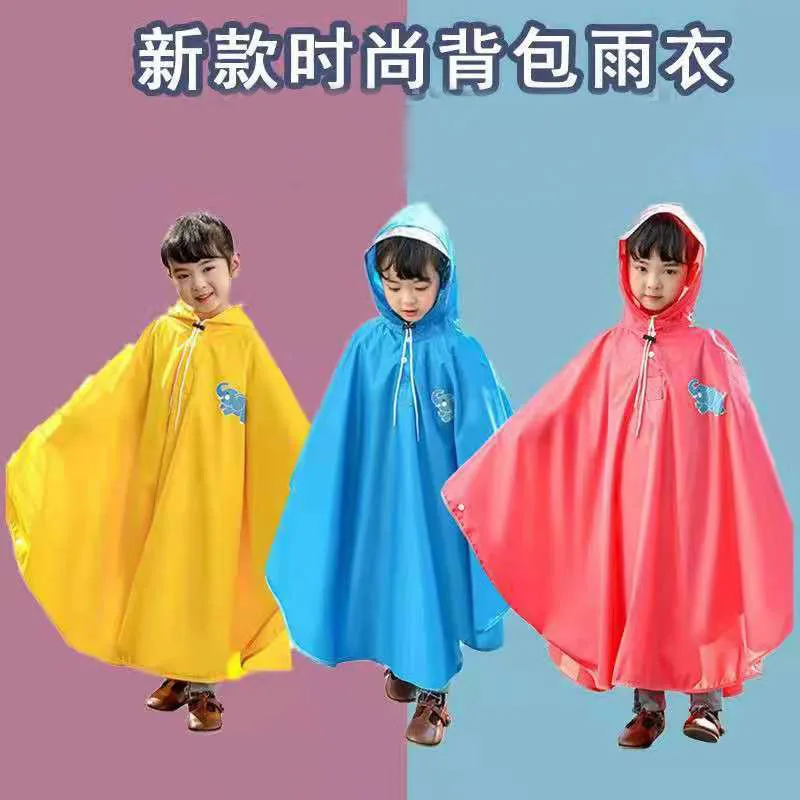 22QRChildren's Cape Raincoat Big Children with Schoolbag Full Body Rain-Proof Kindergarten Primary School Students Jun