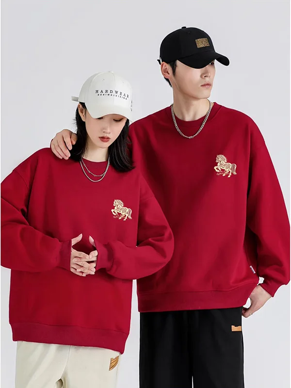 Ladies Large Size 300 Pou 2026  Year Print Sweatirt Trendy Couple Clothes New Year Par Wear Comfortable Fit Long ...