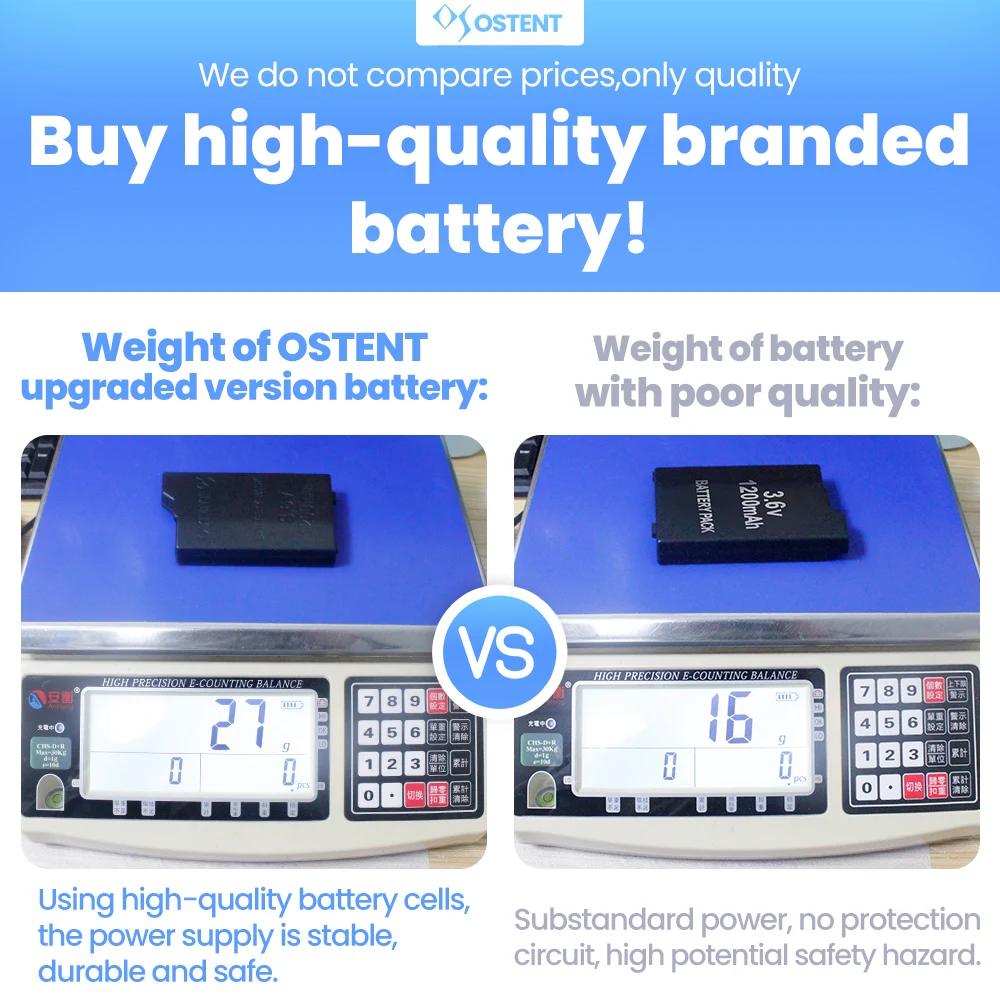 OSTENT di alta qualità capacità reale 1200mAh 1400mAh 3.6V batteria agli ioni di litio sostituzione per Sony PSP 2000/3000 PSP-S110