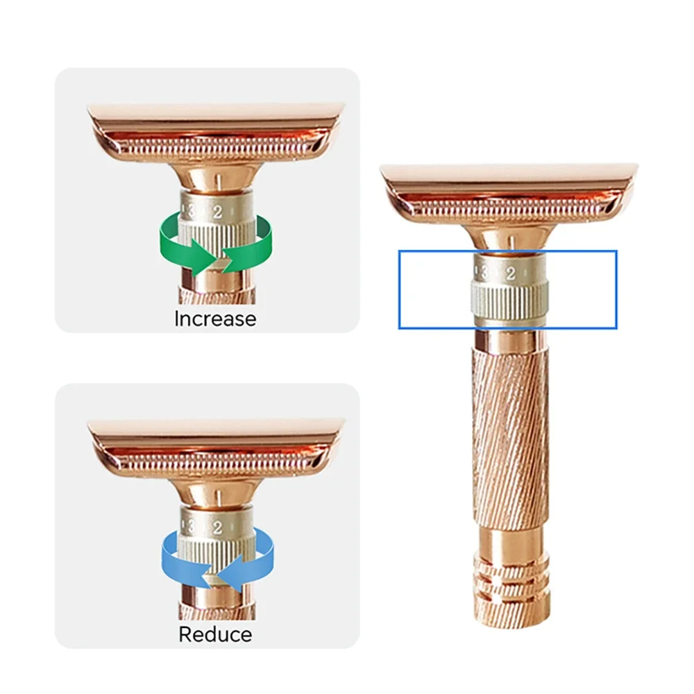 RZACLEA13T New Design 1-8 Adjustable Classic Double Edge Safety Razor Stainless Steel Blade Shaver Best Shaving Razor For Male view 4