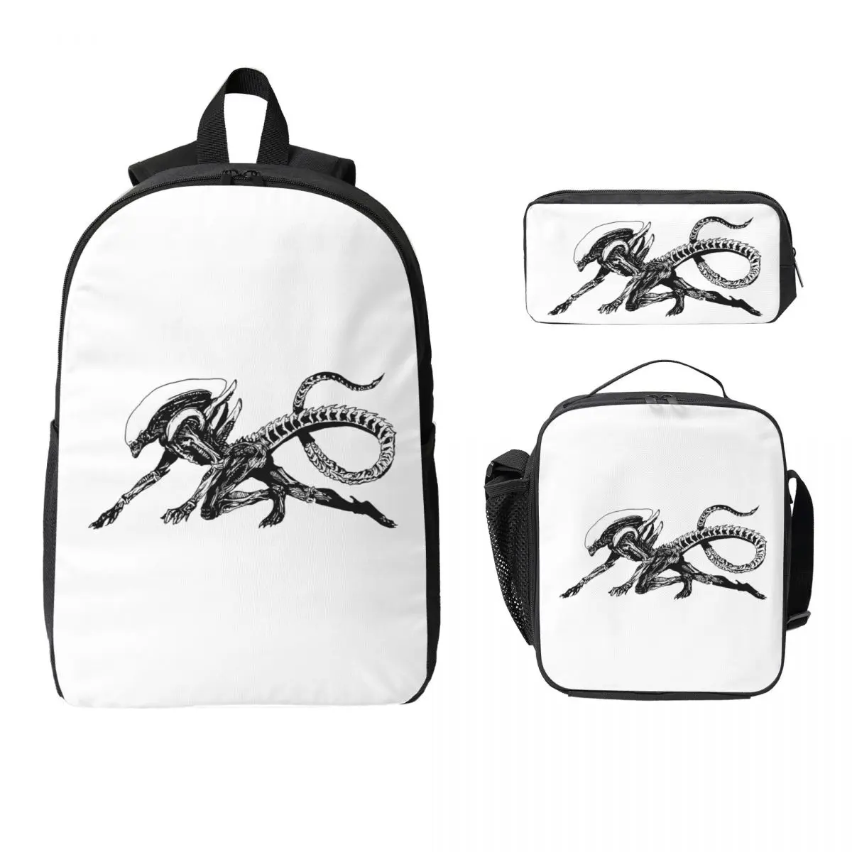 

FaceHugger Alien Xenomorph Shoulder Backpack Boy Girl BookBag School Bag Laptop Shoulder Bag 3ps Insulated Lunch Bag Pencil Case