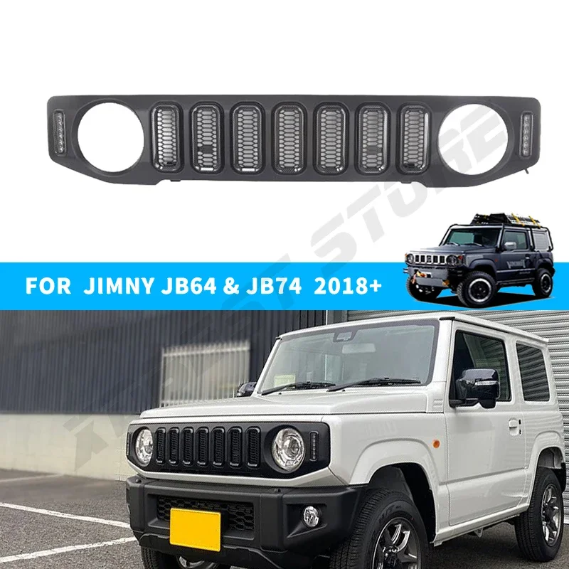 

Car Front Grille Racing Grill Mesh Grille with LED Indicator For Suzuki Jimny 3 Door 5 Door JB64 JB74 JC74 2019 2022 2023 2024