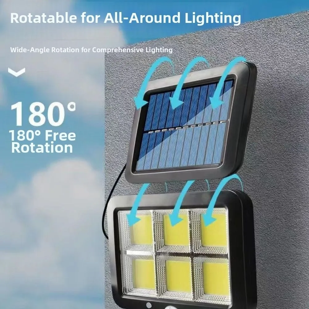 

3-режимный солнечный настенный светильник, водонепроницаемый разделенный дизайн, датчик движения, многофункциональный перезаряжаемый светодиодный садовый светильник на заднем дворе