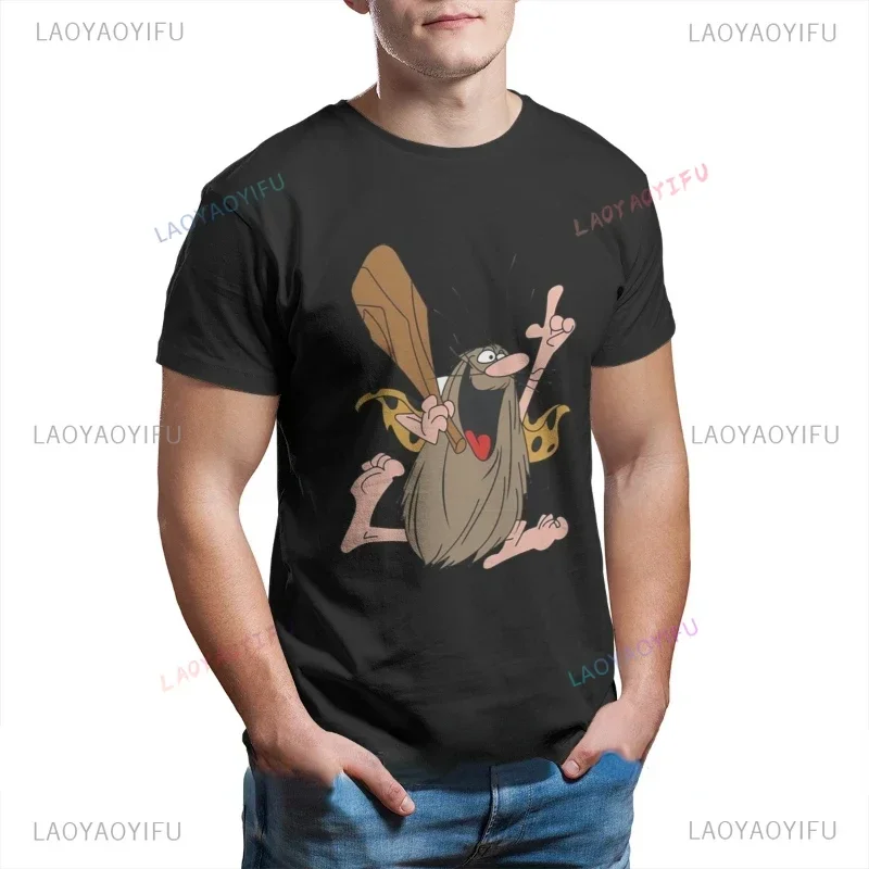 Camiseta gráfica de Hanna Barbera, divertida camiseta con estampado de dibujos animados del Capitán Caveman Cavey de los años 80, Ropa de algodón para Hombre, Camisetas