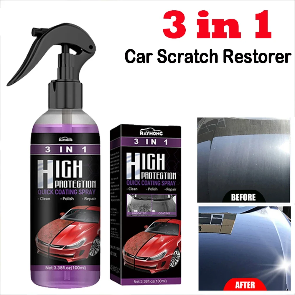 3 In 1 Car Ceramic Coating Spray Car Scratch Remover High Protection 30ml/100ml Nano Car Cleaning Spraying Polishing Wash Amagi