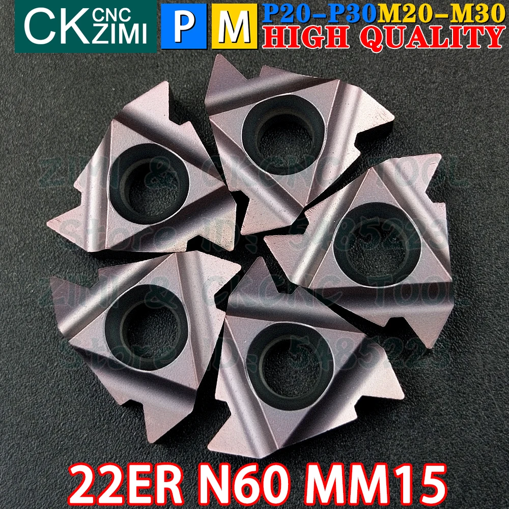 22ER N60 MM15 Carbide Inserts External Thread Threaded Inserts Tools MMT22ER N60 CNC Machine Metal Lathe Turning Cutter Tools