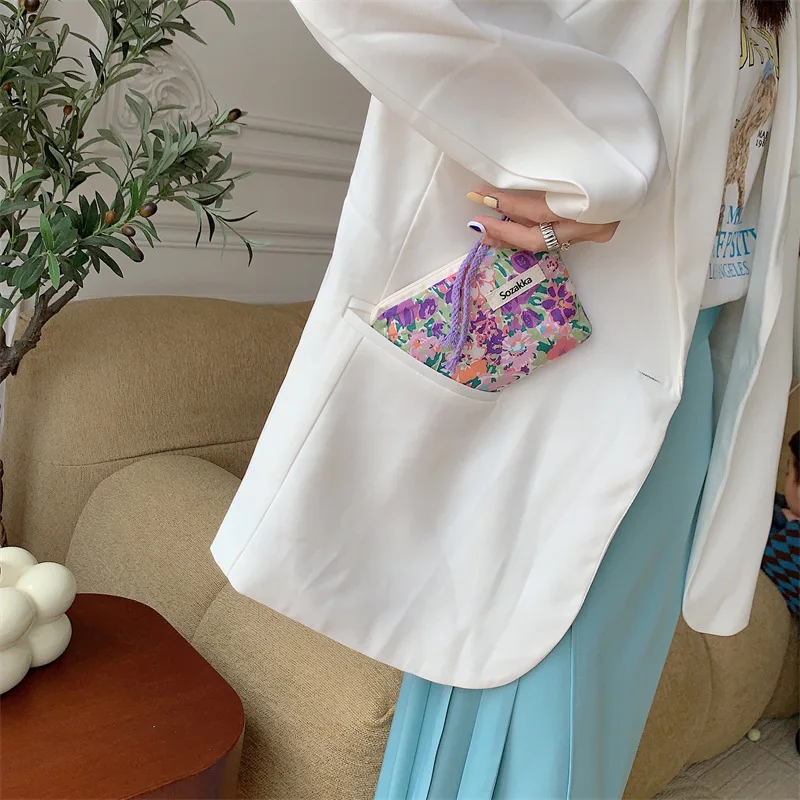 カラーブロックリップクリームケース、携帯用化粧品バッグ、小銭入れ、雑貨収納バッグ、携帯用多機能布バッグ