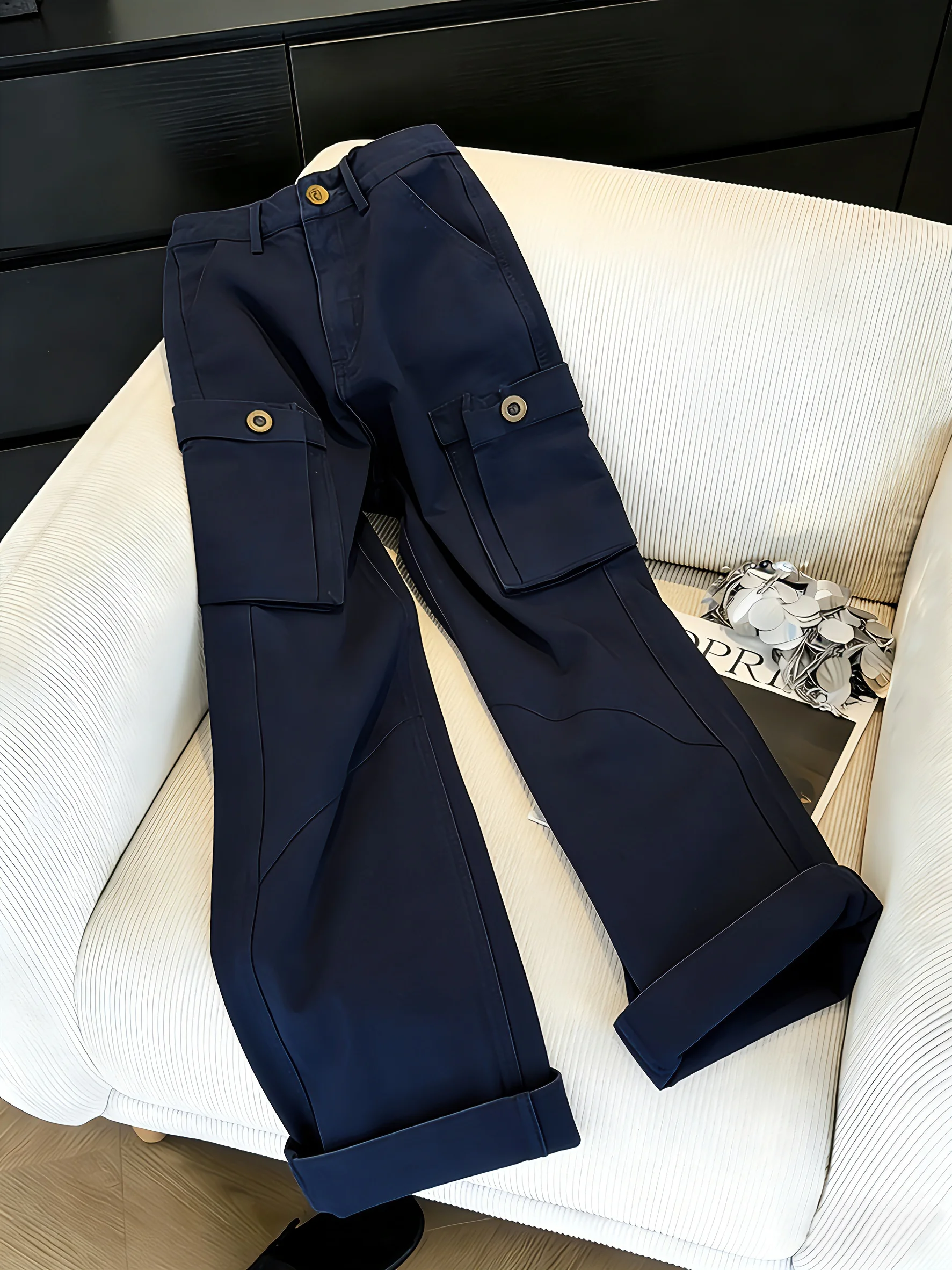 

Модные американские брюки в стиле ретро, ​​свободные повседневные брюки прямого кроя, женские весенне-осенние уличные брюки, универсальные свободные длинные брюки