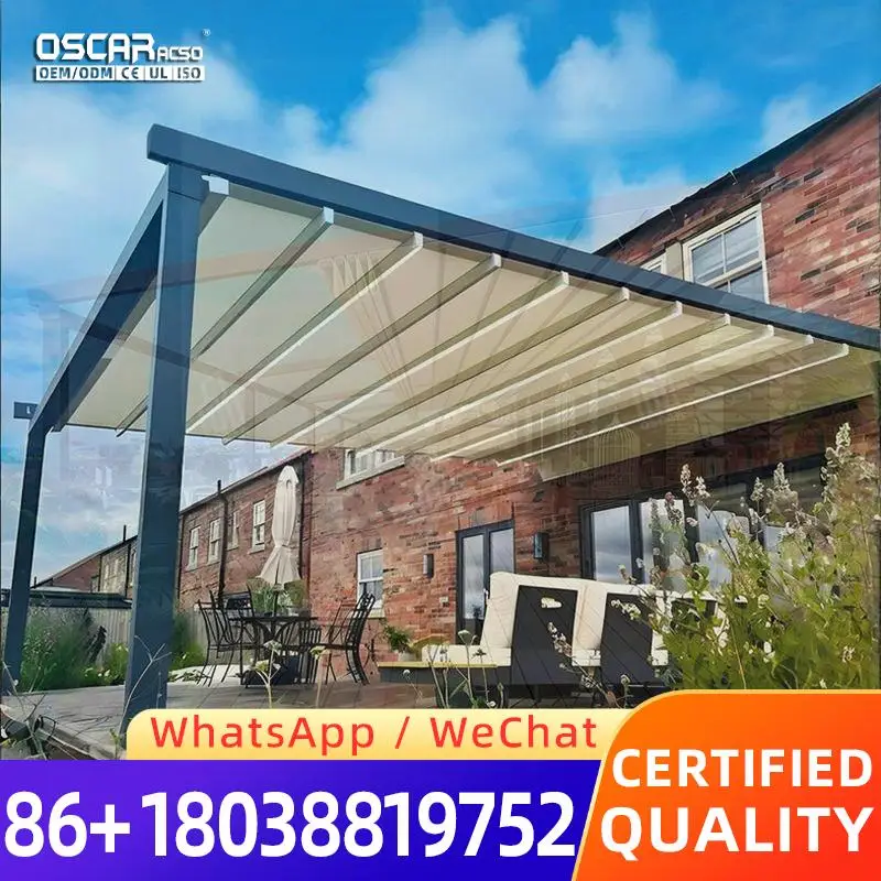 Wall Mounted Retractable Canopy for Outdoor Swimming Pools and Terraces Retractable Canopy Pergola