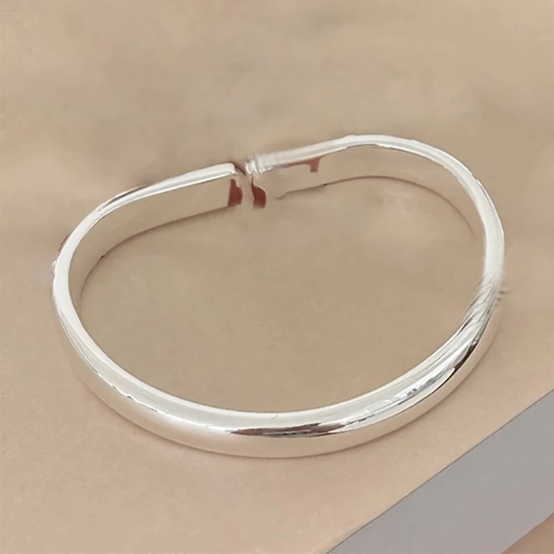 Foxanry Minimalist Silver Color Bracelets for Women Couples Korean Fashion Creative Irregular Smooth Geometric Party Jewelry