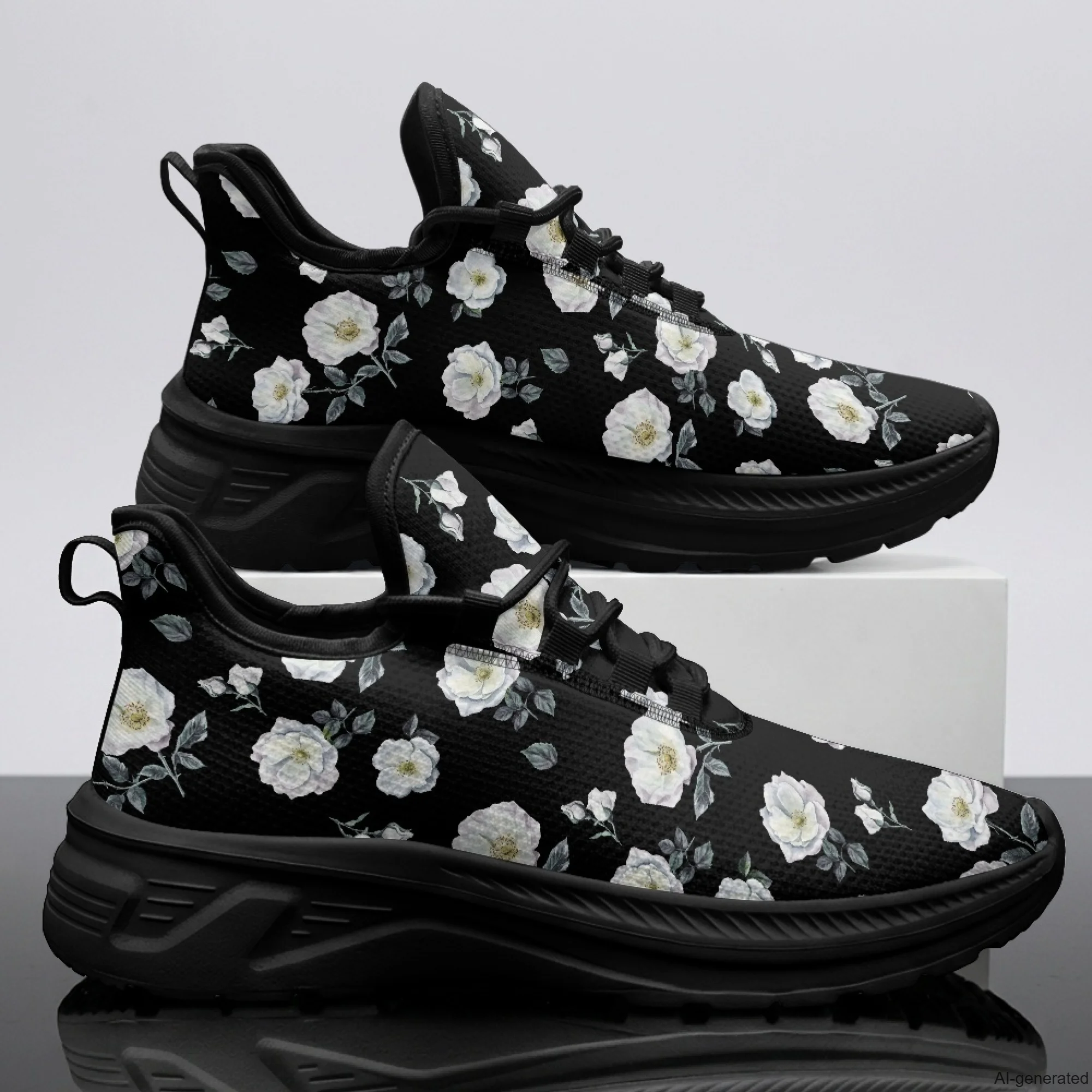 XIXIRIMIDO Womens Walking Shoes Nurse Shoes Nurse Sneakers Roses Print Tenis Masculino De Corrida Barefoot Shoes 35-48