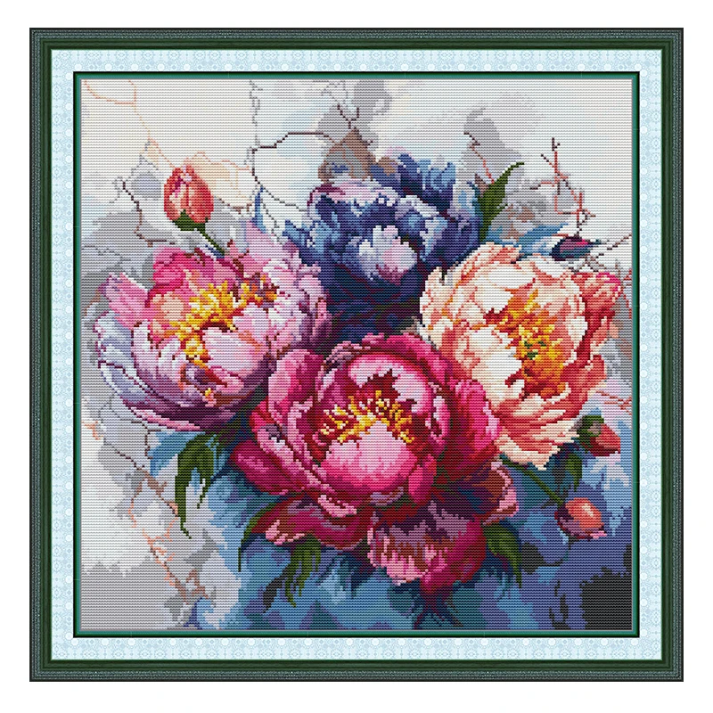 Paeonia Suffruticosa Patterns Counted Cross Stitch Set DIY 11CT 14CT 16CT Stamped DMC Cross-stitch Kit Embroidery Needlework