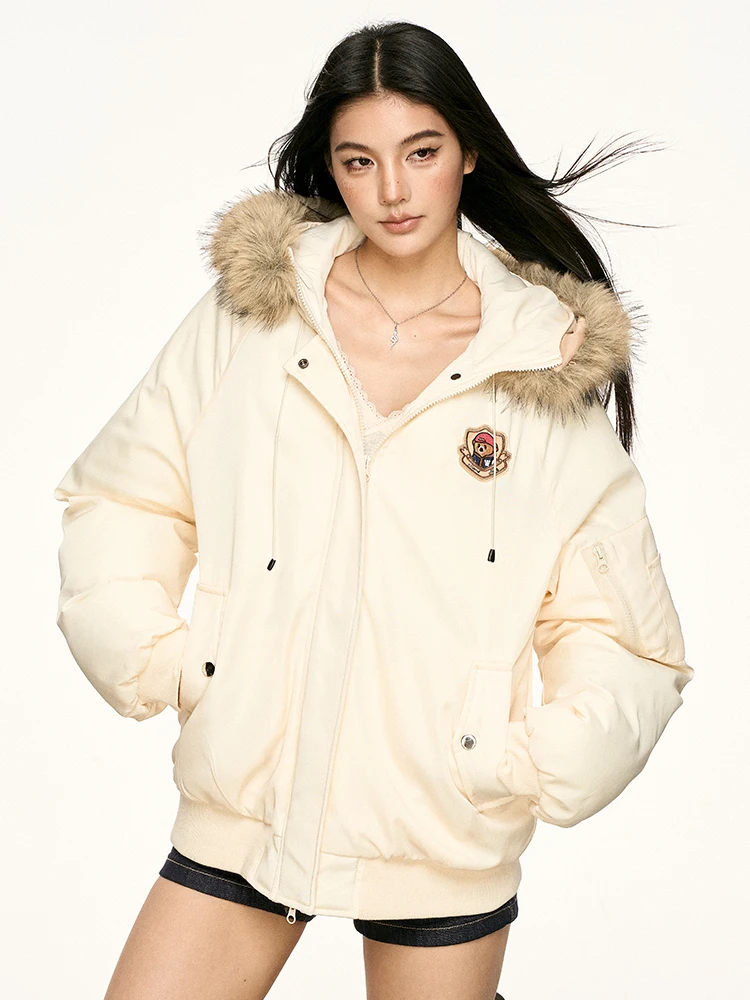 

Женская повседневная теплая куртка Aaisup с капюшоном и ушками медведя, утепленная хлопковая, свободного кроя, зимняя новинка, уличный стиль, с длинными рукавами, на молнии