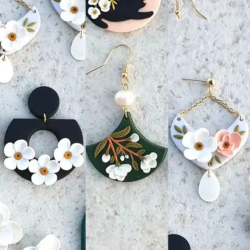 Symmetrische geometrisch geformte Ohrringe Polymer Clay Cutter DIY Keramik Schmuck Anhänger Tonform weiche Keramik Schneidwerk zeuge – Detail 2