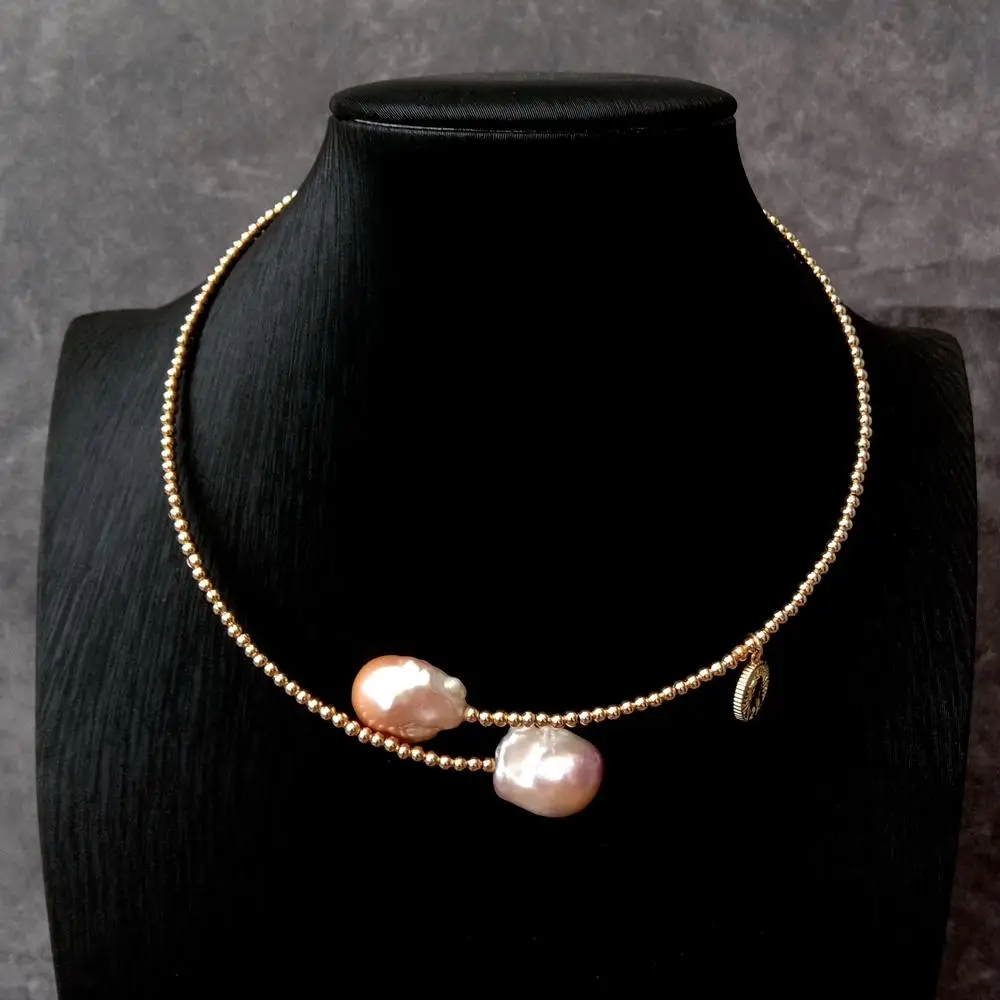 

Y·YING Freshwater Cultured Purple Baroque Pearl Gold Plated Choker Necklace