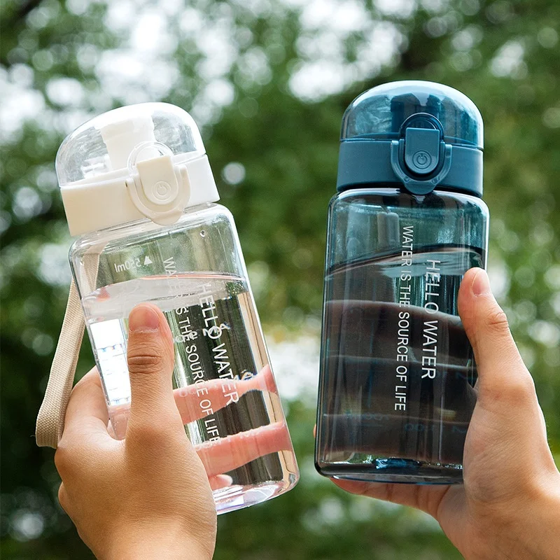 Summer Student Cold Water Cup One-button with Lock Bullet Cover Direct Drinking Water Cup Anti-drop and Wear-resistant Water Cup
