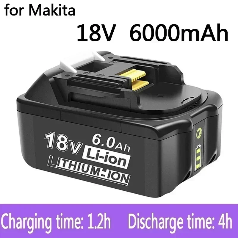 

100% Original For Makita 18V 6000mAh Rechargeable Power Tools Battery with LED Li-ion Replacement LXT BL1860B BL1860 BL1850