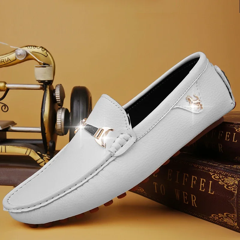 Men\'s Leather Shoes Drving Shoes Soft Comfortable Slip on Office Man Formal Shoes Wedding Party Casual Shoe Breath Lazy Loafers