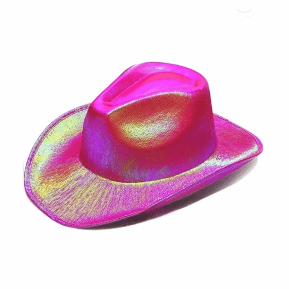 

Glamorous Neon Western Hat Glitter Finish Pearlescent Shine Western Cowboy Hat Comfortable Fit EVA Cowgirl Party Hat