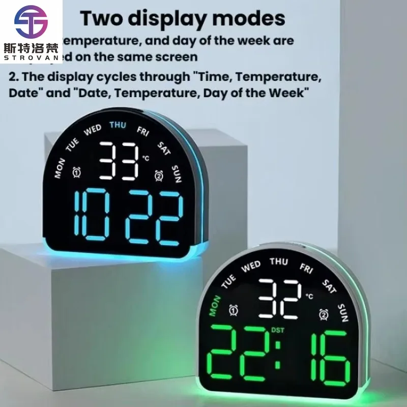 

LED Ambient Light Electronic Clock Multifunctional Alarm Clock Home Lighting Table Clock