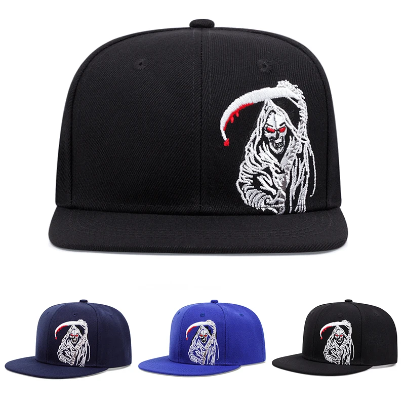 New Men's Fashion DEATH SCYTHE Hip Hop Hat Outdoor Sports Duck Tongue Hat Embroidered  Women's Baseball Sun Hat