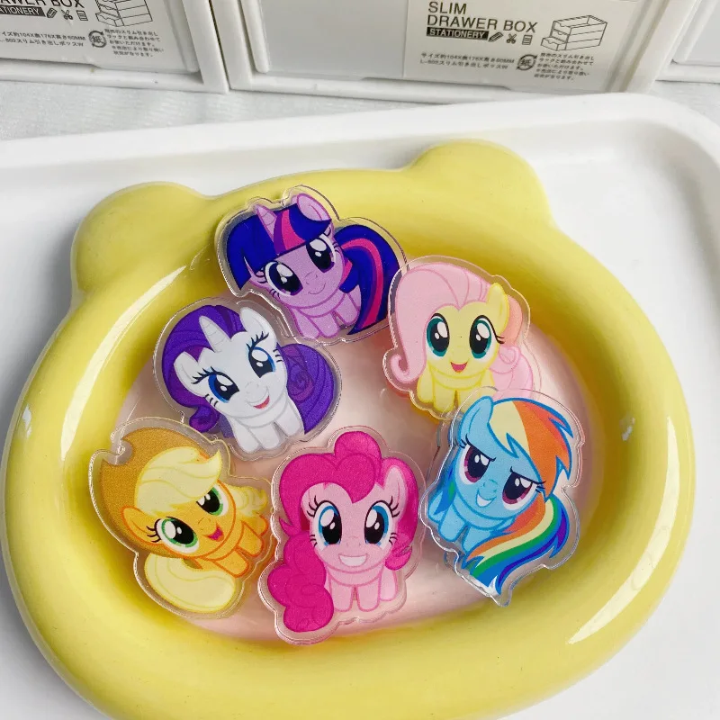 Cartoon My Little Pony Pp Clip Pinkie Pie Fluttershy Kawaii Anime Sealing Clip Acrylic Snacks Clip Double-Sided File Folder Gift