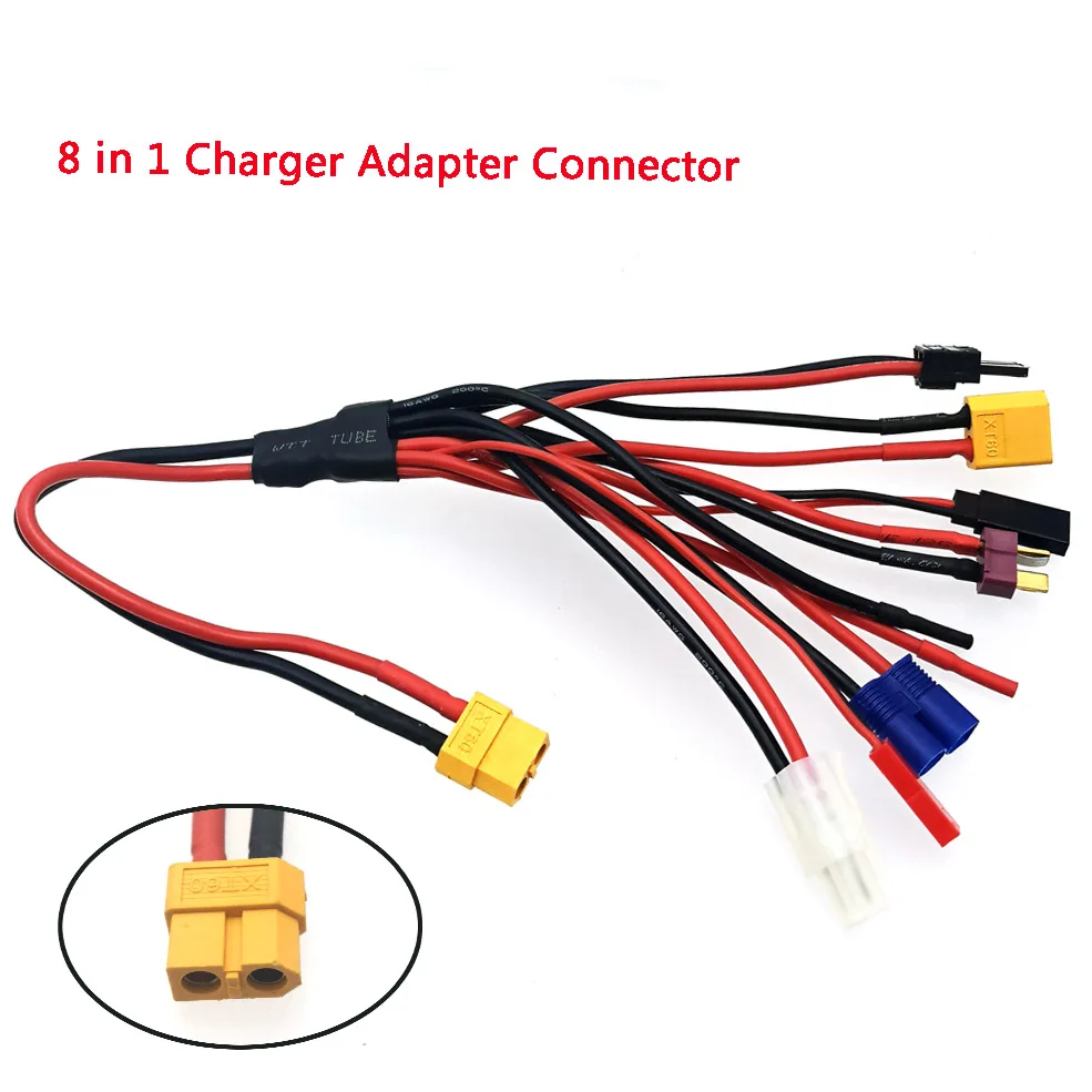 XT60Female To XT/TRX/EC5/JST/JR/L6.2 8 in1 Trailer Combination Charging Silicone wireB6 Wiring charge connector Conversion cable