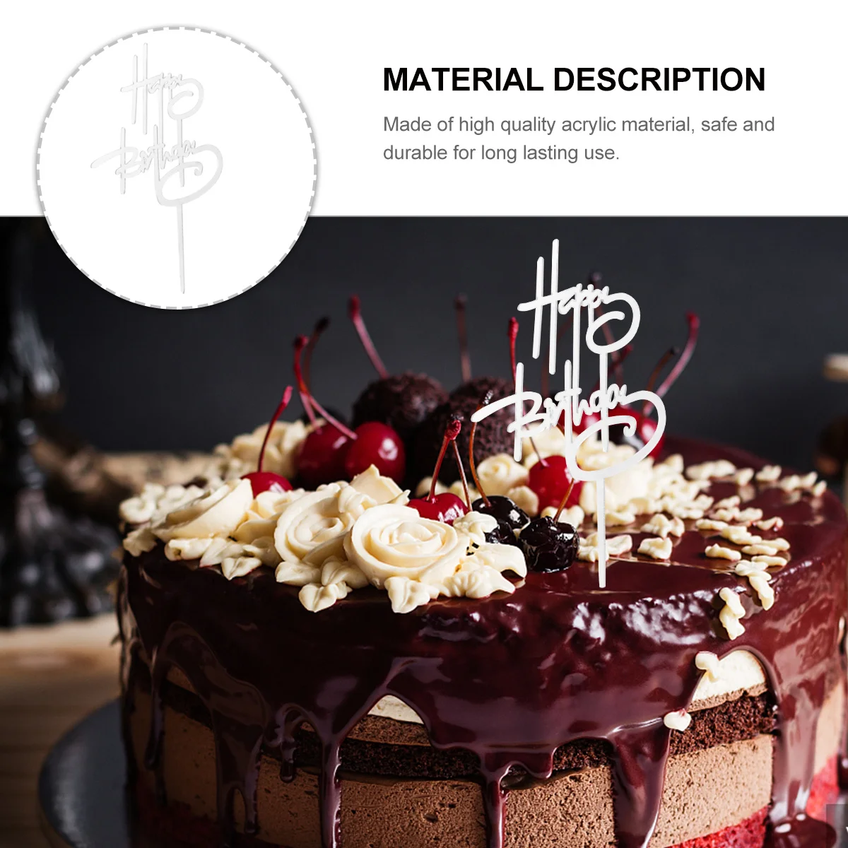 10pcs Birthday Topper Acrylic Cake Inserts For Party Shower Happy Birthday Decoration Cake Topper