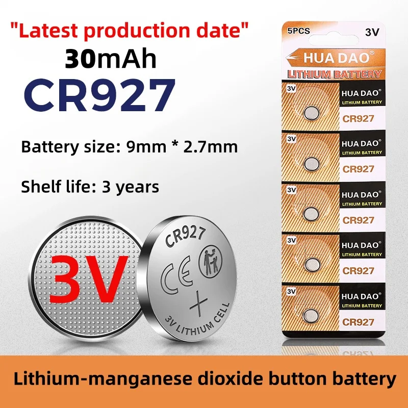 

CR927 3V Lithium Battery CR927 Button Coin Cells 927 DL927 BR927 LM927 ECR927 BR927-1W 5011L for Watch Remote Toy Calculator