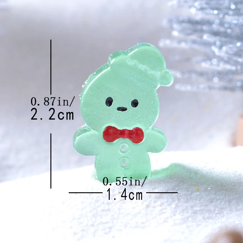 5Pcs Luminous Gingerbread Man Wearing Hat Micro Landscape Ornament Glowing Miniature Statue Christmas Mini Garden Accessories