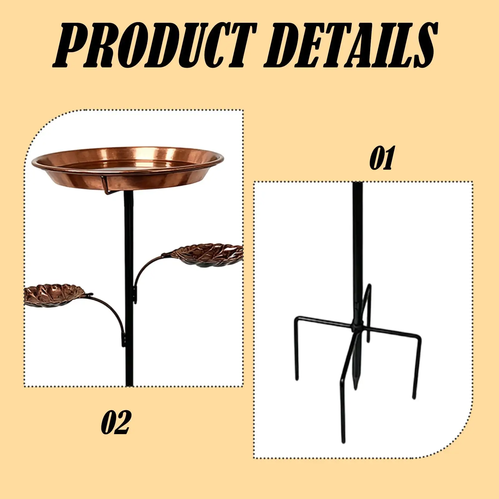 في الهواء الطلق حمام الطيور حديقة ديكور الطيور المغذية متعددة الوظائف سهلة التركيب المعادن تغذية الطيور لحديقة الفناء الخلفي ساحة في الهواء الطلق #5
