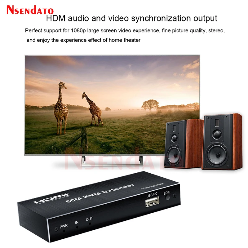 1080P 60hz HDMI KVM Extender Über Cat5e/6 Rj45 60M Ethernet Kabel USB HDMI KVM Schalter Für USB Maus Tastatur für PS4 Xbox PC TV