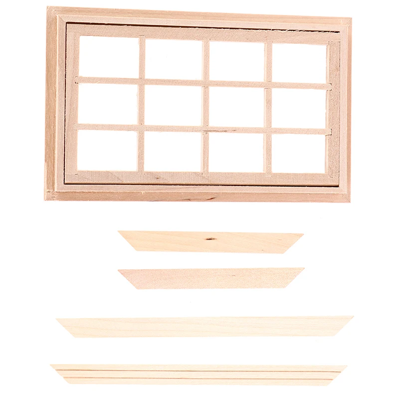 Ventana de puerta en miniatura para casa de muñecas, 12 rejillas, modelo de ventanas cuadradas, decoración del hogar, 1:12