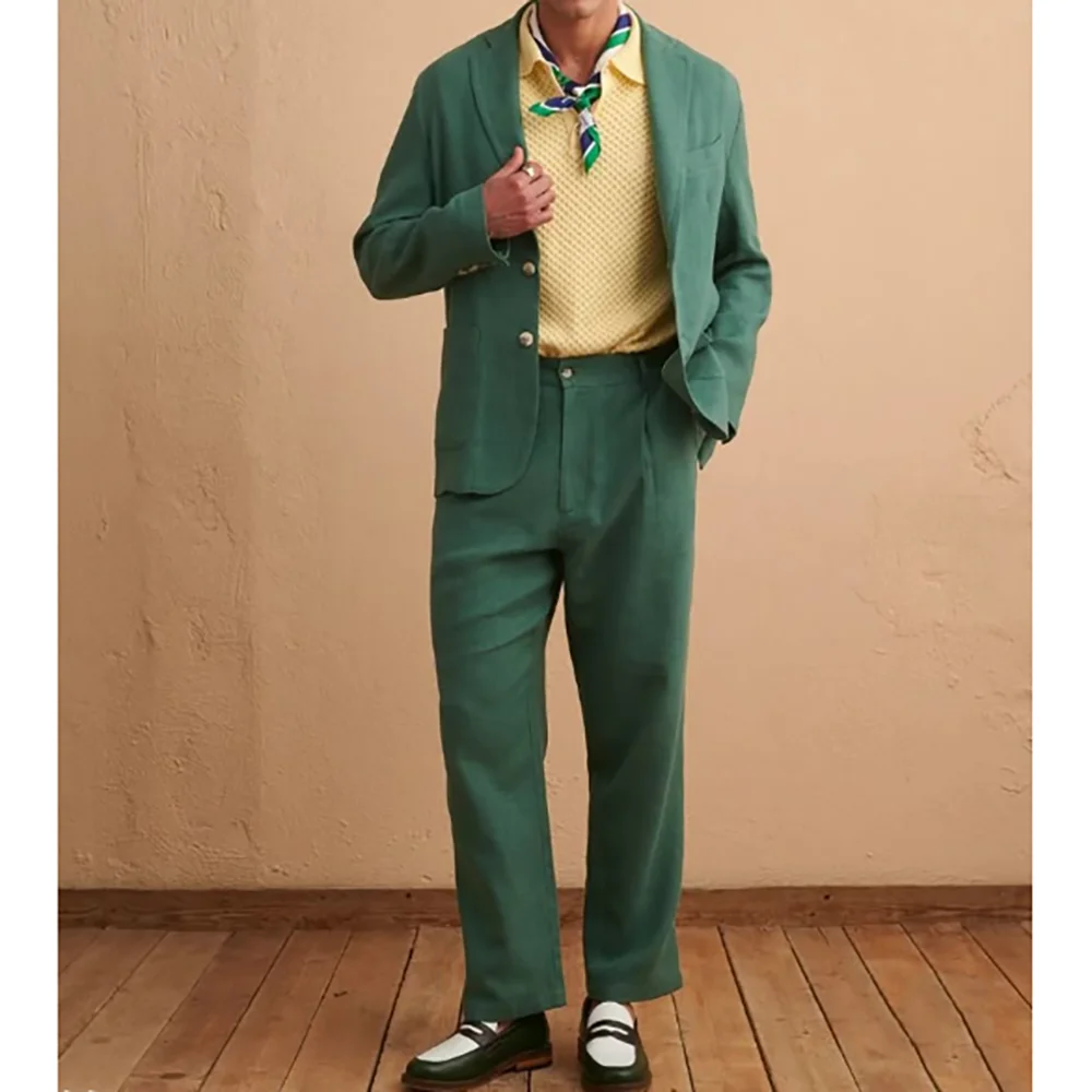

High Quality Men's Suits Casual Social Daily Prom Male Suit Set 2 Piecs Jacket Pants Dinner Party Tuxedo